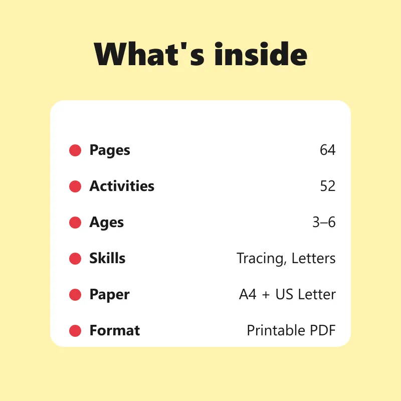 Alphabet Tracing Activity Book – what's inside