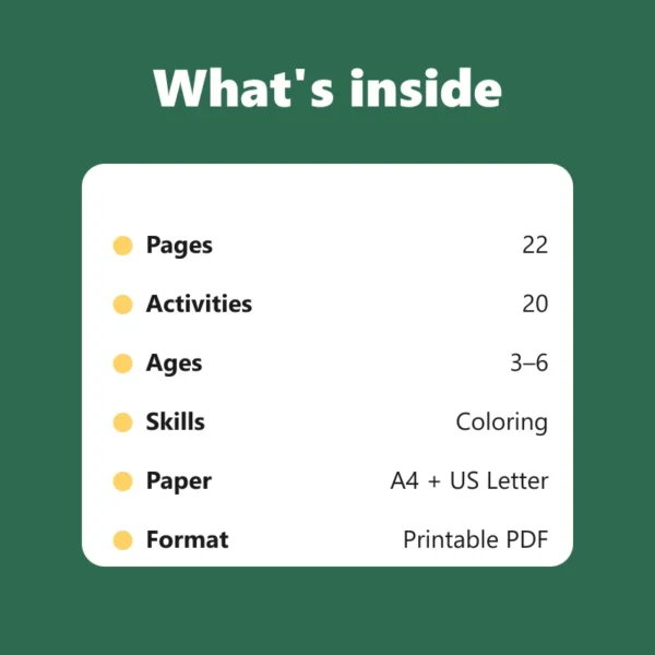 Forest Animals Coloring Book – what's inside