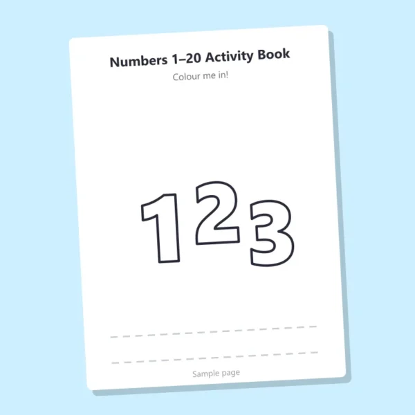 Numbers 1–20 Activity Book – sample page