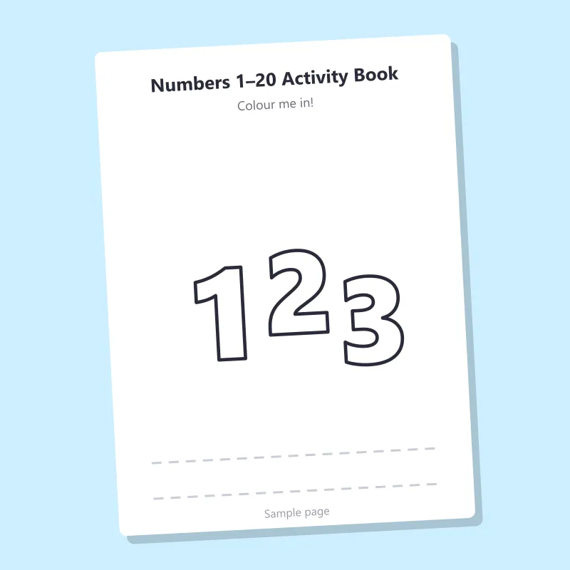 Numbers 1–20 Activity Book – sample page