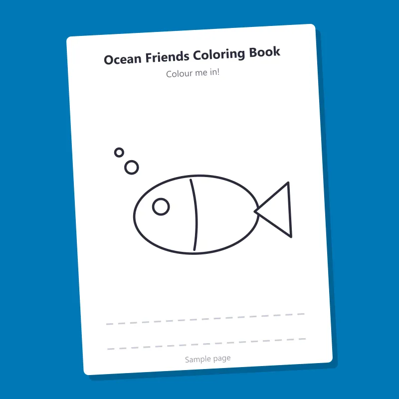 Ocean Friends Coloring Book – sample page